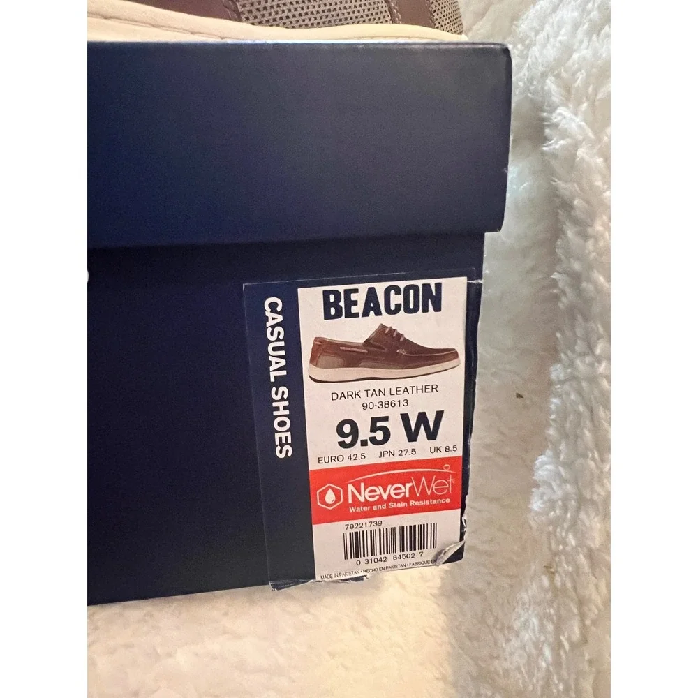 Dockers Beacon Mens Boat Shoes Dark Tan Leather NeverWet Water Resistant 9.5 W